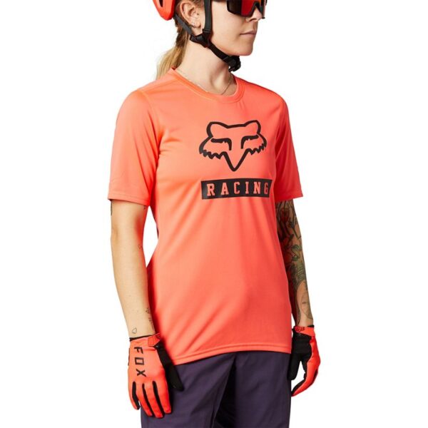 camiseta fox chica mtb ranger naranja coral fluor logos negros disponible en crosscountry shop madrid (2)